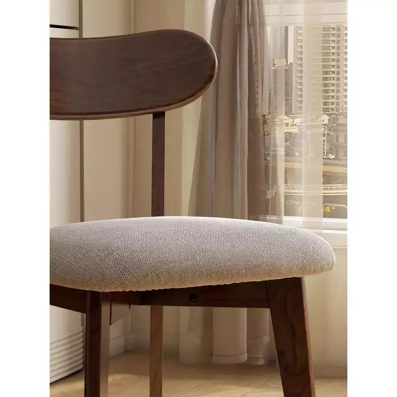 MAYEERTY Set of 2 Upholstered Dining Chairs, FAS Grade Oak Solid Wood Chairs for Kitchen Dining Room Living Room, Walnut