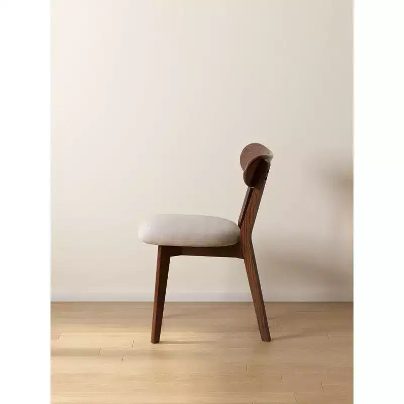 MAYEERTY Set of 2 Upholstered Dining Chairs, FAS Grade Oak Solid Wood Chairs for Kitchen Dining Room Living Room, Walnut