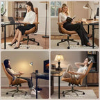 HOMLUX Chaise de bureau moderne ergonomique à dossier haut en tissu suède pour directeur ou bureau à domicile