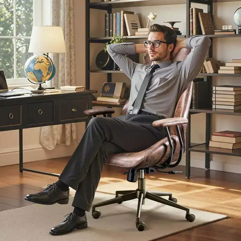 HOMLUX Chaise de bureau moderne ergonomique à dossier haut en tissu suède pour directeur ou bureau à domicile