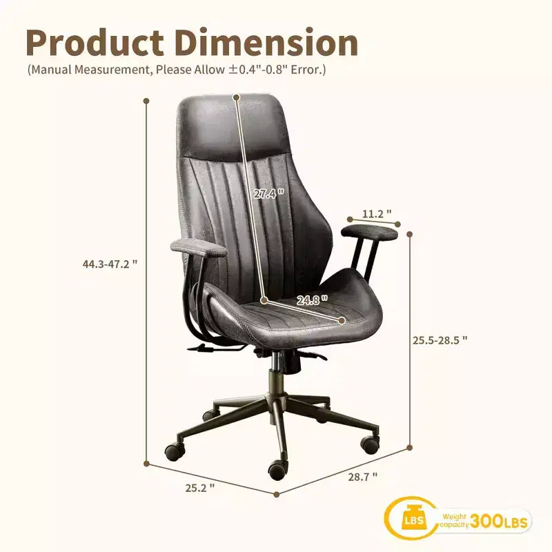 HOMLUX Chaise de bureau moderne ergonomique à dossier haut en tissu suède pour directeur ou bureau à domicile