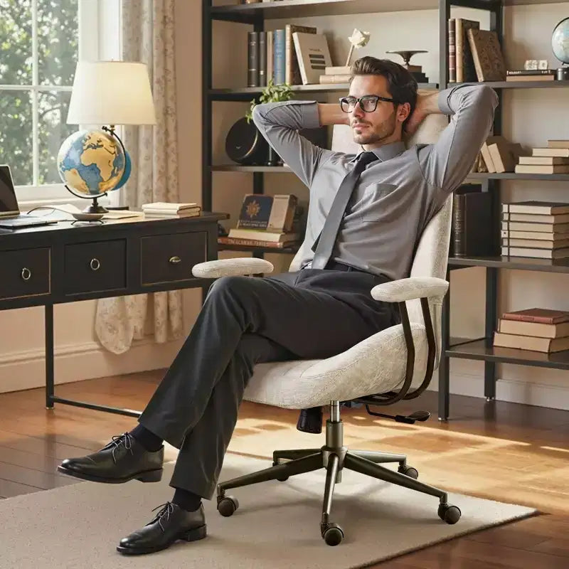 HOMLUX Chaise de bureau moderne ergonomique à dossier haut en tissu suède pour directeur ou bureau à domicile
