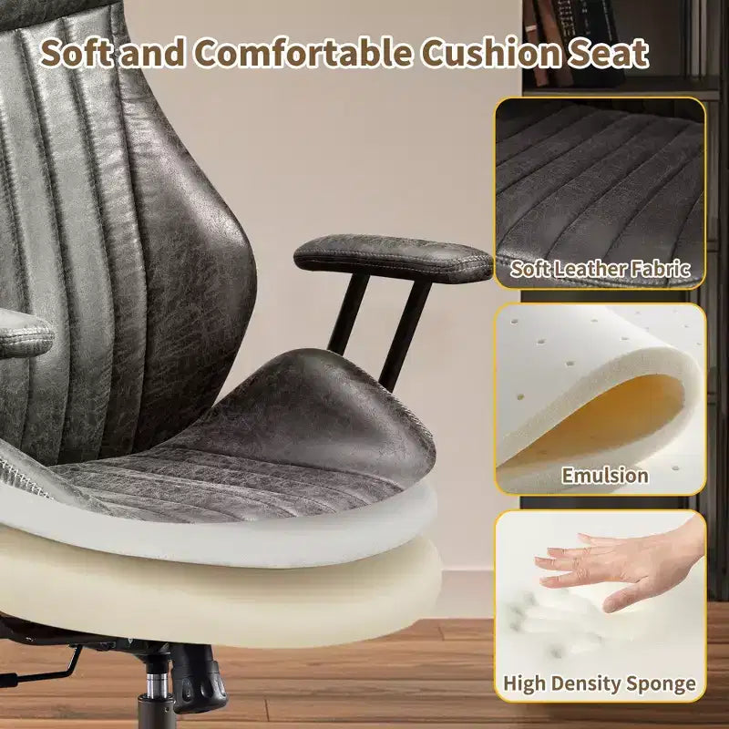 HOMLUX Chaise de bureau moderne ergonomique à dossier haut en tissu suède pour directeur ou bureau à domicile