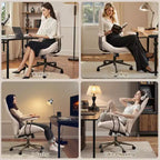 HOMLUX Chaise de bureau moderne ergonomique à dossier haut en tissu suède pour directeur ou bureau à domicile