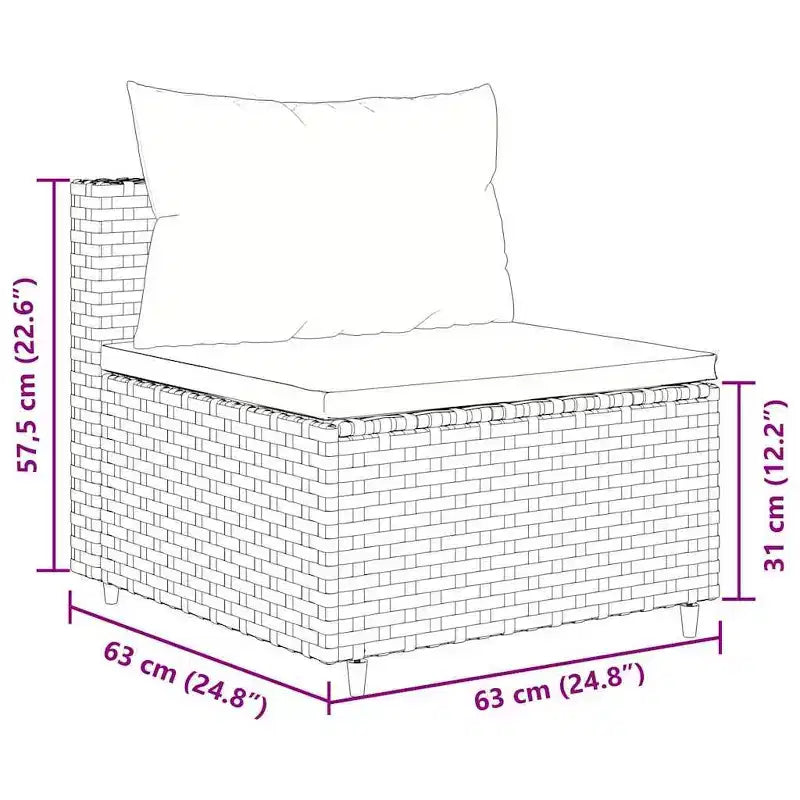 vidaXL Patio Sofa Set with Cushions Lounge Setting Outdoor Furniture Poly Rattan