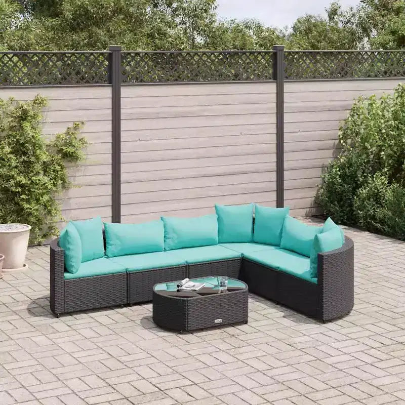 vidaXL Patio Sofa Set with Cushions Lounge Setting Outdoor Furniture Poly Rattan
