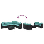 vidaXL Patio Sofa Set with Cushions Lounge Setting Outdoor Furniture Poly Rattan