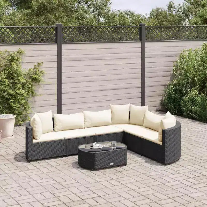 vidaXL Patio Sofa Set with Cushions Lounge Setting Outdoor Furniture Poly Rattan