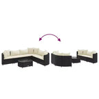 vidaXL Patio Sofa Set with Cushions Lounge Setting Outdoor Furniture Poly Rattan