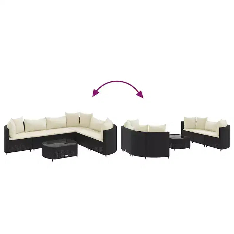 vidaXL Patio Sofa Set with Cushions Lounge Setting Outdoor Furniture Poly Rattan