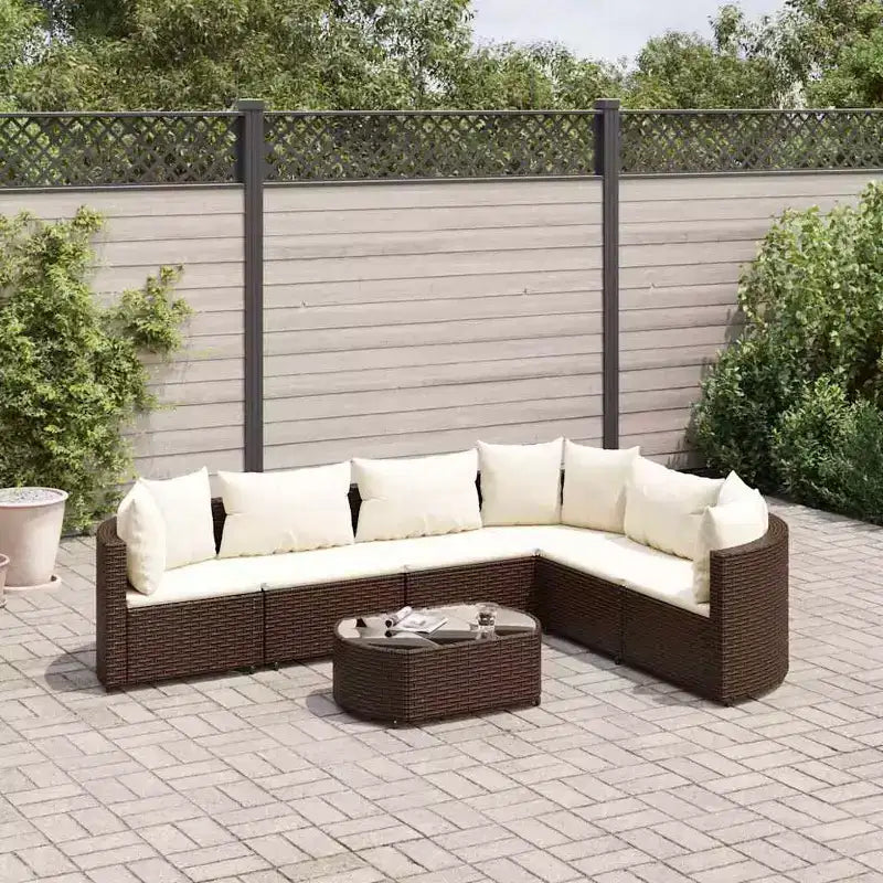 vidaXL Patio Sofa Set with Cushions Lounge Setting Outdoor Furniture Poly Rattan