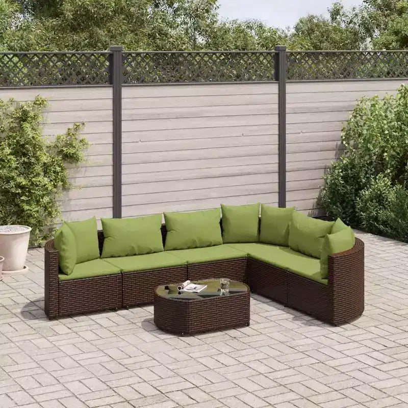 vidaXL Patio Sofa Set with Cushions Lounge Setting Outdoor Furniture Poly Rattan