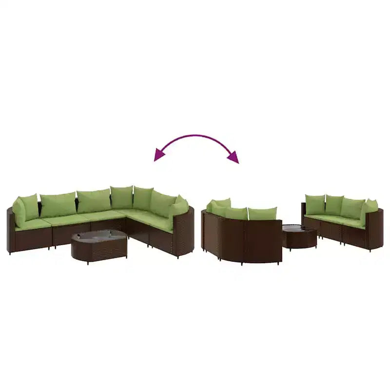 vidaXL Patio Sofa Set with Cushions Lounge Setting Outdoor Furniture Poly Rattan