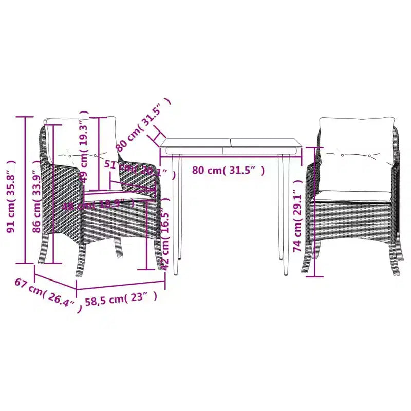 vidaXL 7 Piece Patio Dining Set with Cushions Beige Poly Rattan