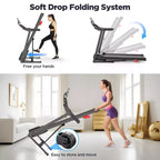 Treadmill on sale  3.5HP Folding Treadmill for Home, 12% Manual Incline, 7.5 MPH, 71 Programs, APP Control, Heart Rate Monitor, knee strap gift