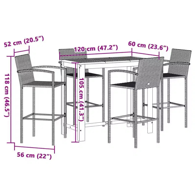 vidaXL Outdoor Bar Furniture Set