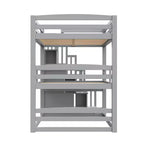Luxystar Full Size Wooden Triple Bunk Bed with Storage Staircase