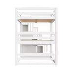 Luxystar Full Size Wooden Triple Bunk Bed with Storage Staircase