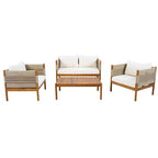 Christopher Knight Home Dahyun Modern 4 Piece Outdoor Acacia Wood Seating Set with Slatted Table