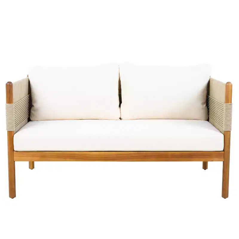 Christopher Knight Home Dahyun Modern 4 Piece Outdoor Acacia Wood Seating Set with Slatted Table