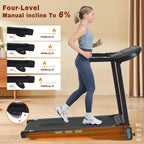 Whisen Foldable Treadmills, Home Exercise Equipment Treadmills with Incline, 350 LBS Weight Capacity - Black