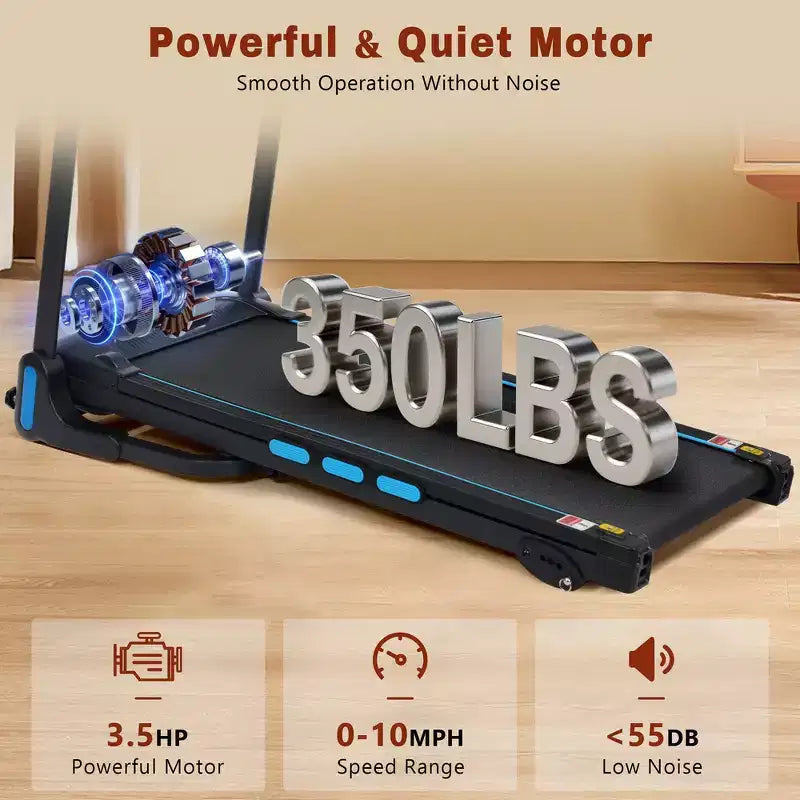 Whisen Foldable Treadmills, Home Exercise Equipment Treadmills with Incline, 350 LBS Weight Capacity - Black