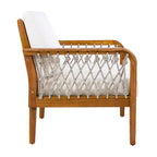 Christopher Knight Home Tzuyu Farmhouse Outdoor Acacia Wood Loveseat and Coffee Table Set with Handwoven Rope