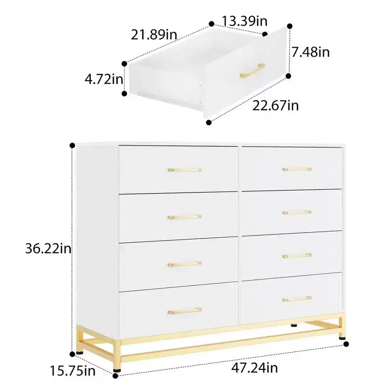 COZONY 36 Tall 8-Drawer Dresser Chest with Soft-Close Drawers, Modern Storage Organizer for Bedroom Closet Hallway