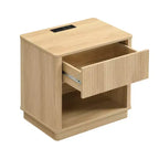 Table de chevet cannelée moderne avec tiroir de rangement et station de charge intégrée, table de chevet pour chambre à coucher - Panipeachy