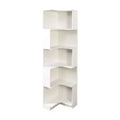 VIYET 69 5-Tier Corner Bookshelf with LED Lights, White L-Shaped Display Shelf (Baffle Design for Home Office & Living Room)