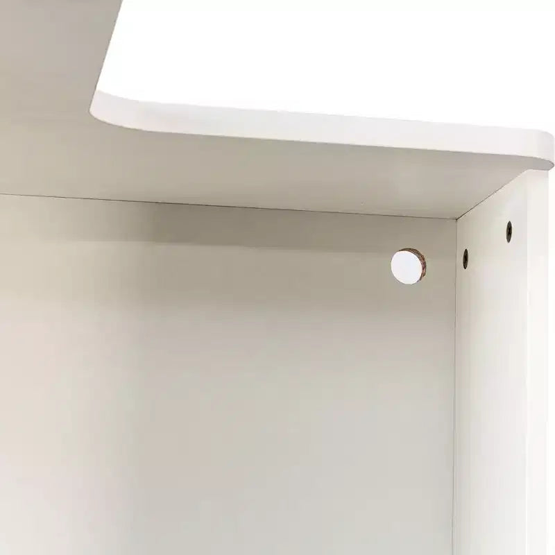 VIYET 69 Bibliothèque d'angle à 5 niveaux avec lumières LED, étagère de présentation en forme de L blanche (design à déflecteur pour bureau à domicile et salon)