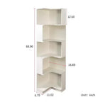 VIYET 69 Bibliothèque d'angle à 5 niveaux avec lumières LED, étagère de présentation en forme de L blanche (design à déflecteur pour bureau à domicile et salon)