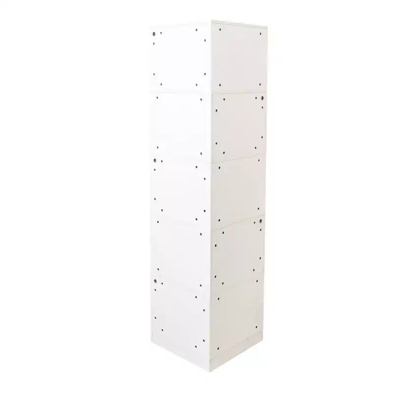 VIYET 69 Bibliothèque d'angle à 5 niveaux avec lumières LED, étagère de présentation en forme de L blanche (design à déflecteur pour bureau à domicile et salon)