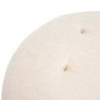 ModernLuxe Round Button Tufted Ottoman, PU/Linen Upholstered Footstool with Birch Wood Legs
