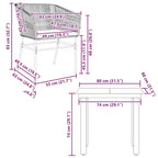 vidaXL Contemporary Patio Dining Set with Cushions, Poly Rattan, Glass