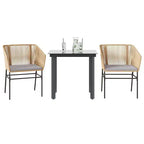 vidaXL Contemporary Patio Dining Set with Cushions, Poly Rattan, Glass