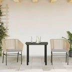 vidaXL Contemporary Patio Dining Set with Cushions, Poly Rattan, Glass
