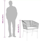 vidaXL Contemporary Patio Dining Set with Cushions, Poly Rattan, Glass
