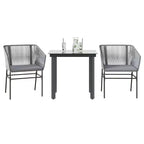 vidaXL Contemporary Patio Dining Set with Cushions, Poly Rattan, Glass