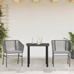vidaXL Contemporary Patio Dining Set with Cushions, Poly Rattan, Glass