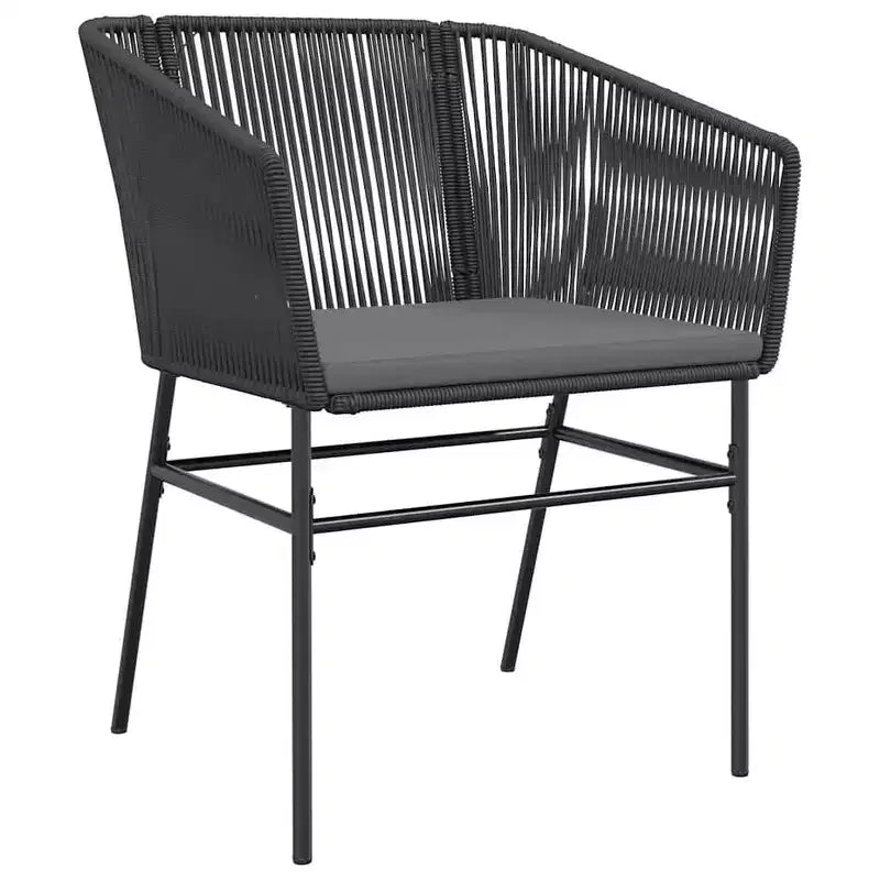 vidaXL Contemporary Patio Dining Set with Cushions, Poly Rattan, Glass