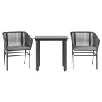 vidaXL Contemporary Patio Dining Set with Cushions, Poly Rattan, Glass