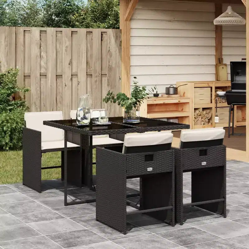 vidaXL Patio Dining Set Set of 10 PE rattan 11 Piece Foldable