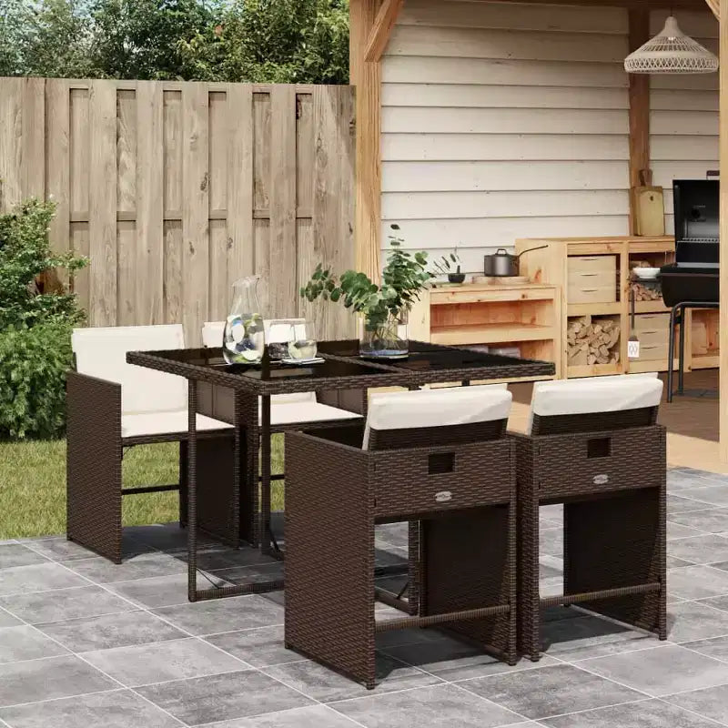 vidaXL Patio Dining Set Set of 10 PE rattan 11 Piece Foldable