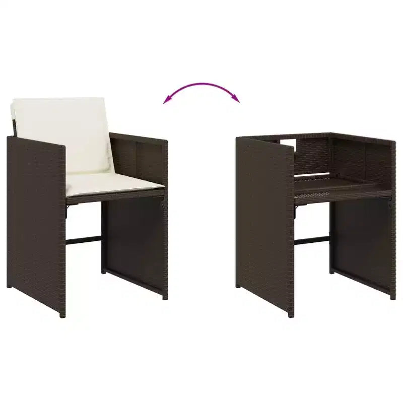 vidaXL Patio Dining Set Set of 10 PE rattan 11 Piece Foldable