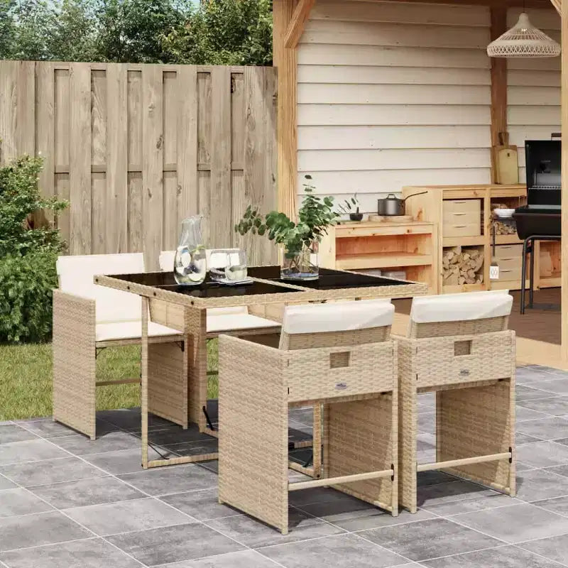 vidaXL Patio Dining Set Set of 10 PE rattan 11 Piece Foldable