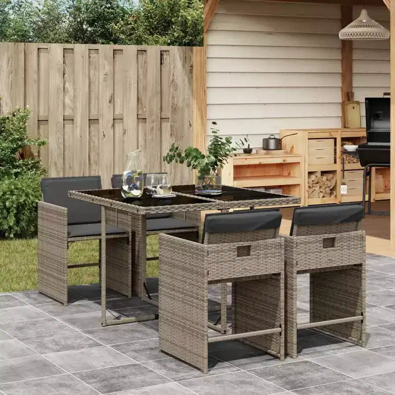 vidaXL Patio Dining Set Set of 10 PE rattan 11 Piece Foldable