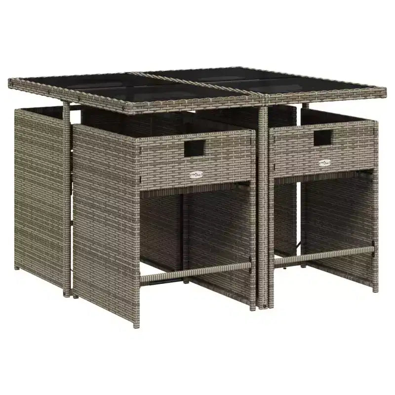 vidaXL Patio Dining Set Set of 10 PE rattan 11 Piece Foldable