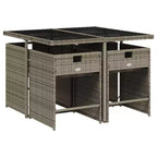 vidaXL Patio Dining Set Set of 10 PE rattan 11 Piece Foldable