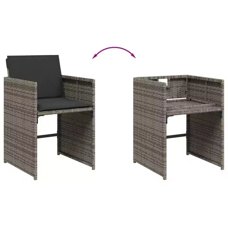 vidaXL Patio Dining Set Set of 10 PE rattan 11 Piece Foldable